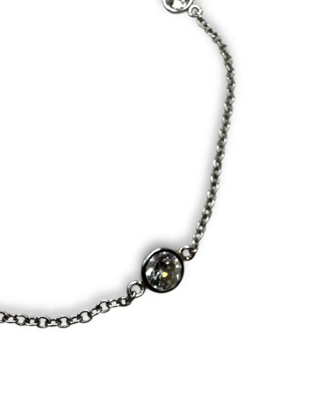 JCM Sterling Silver 925 CZ Station Chain Bracelet 7
